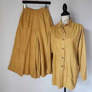 Vintage French Creek 2 Piece Soft Leather Suede Western Shirt+Wide Leg Pants